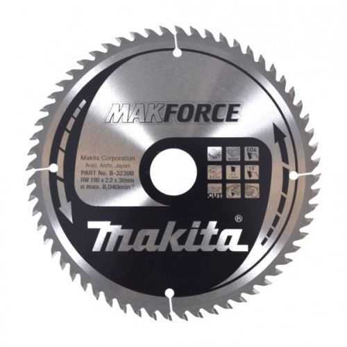 MAKITA Žagin list za les 190mm 60T B-32390