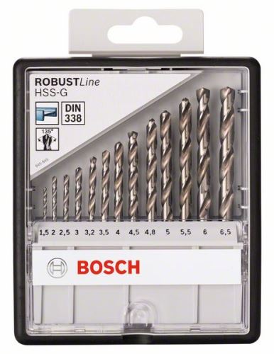 BOSCH Komplet svedrov za kovino Robust Line HSS-G, 13-delni, 135° 1,5; 2; 2,5; 3; 3.2; 3,5; 4; 4,5; 4,8; 5; 5,5; 6; 6,5 mm, 135° 2607010538