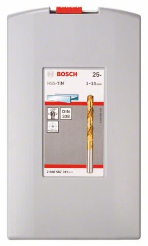 Bosch 25-delni komplet svedrov za kovino ProBox HSS-TiN (s prevleko iz titana), 1–13 mm