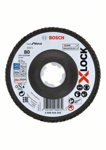 BOSCH X-LOCK Lamelni brusi sistema Best for Metal Ø 125 mm, G 80, X571, upognjena izvedba, steklena vlakna 2608619203