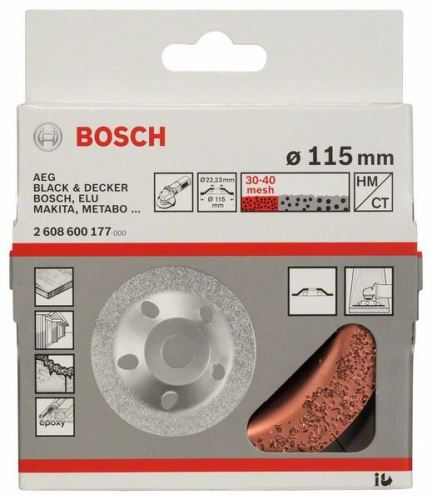 BOSCH Lončasto kolo iz karbidne trdine 115 x 22,23 mm; fino, ravno 2608600177