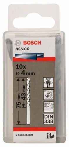 BOSCH Svedri za kovino HSS-Co, DIN 338 4 x 43 x 75 mm (10 kosov) 2608585880