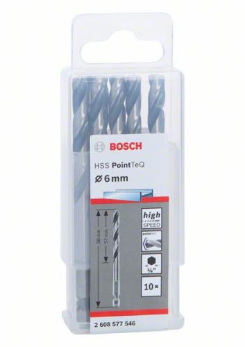 BOSCH Sveder za kovino HSS PointTeQ HEX s 6-točkovnim steblom; 6,0 mm 2608577546