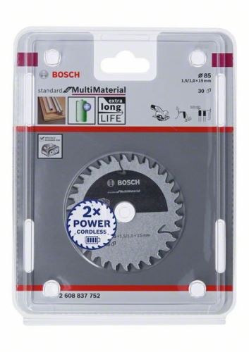 BOSCH žagin list za akumulatorske žage; Standard za več materialov 85x15x1,5/1,0x30T 2608837752