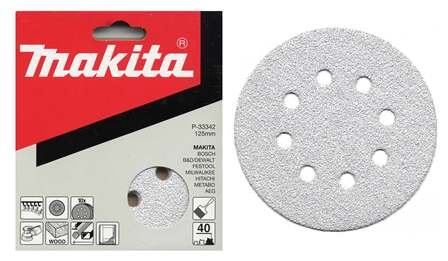 MAKITA brusni papir Velcro 125 mm 8 lukenj K120, 10 kos P-33386