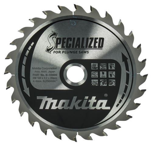 MAKITA žagin list za les SPECIALIZED 165x2,2x20 mm 28 zob za potopne žage B-33009