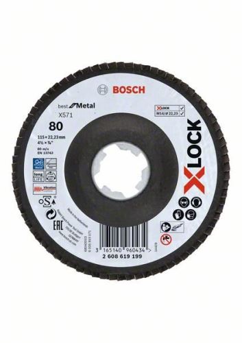 BOSCH X-LOCK Lamelni brusi sistema Best for Metal Ø 115 mm, G 80, X571, upognjena izvedba, steklena vlakna 2608619199