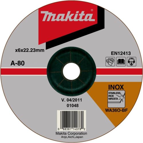 MAKITA brusilna plošča nerjaveče jeklo 230x6x22,23 mm A-80896