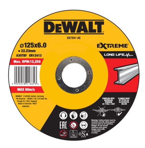 DeWALT Kovinski brus EXTREME konveksen 125 x 6 x 22,23 mm DX7941