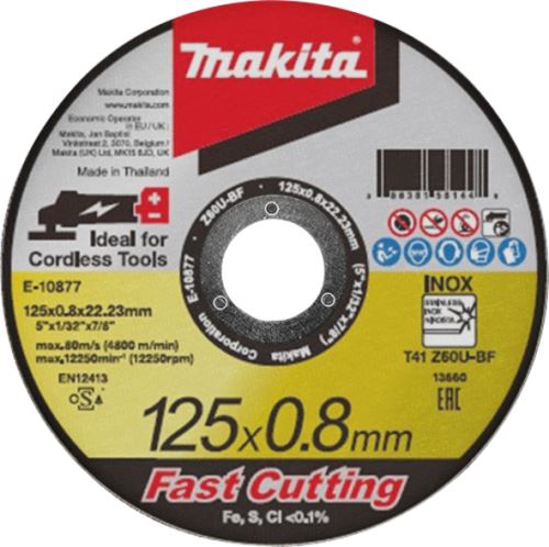 MAKITA rezalna plošča za nerjaveče jeklo 125 x 0,8 x 22,23 mm E-10877