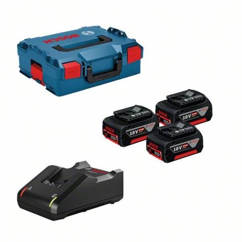 Bosch Professional set: 3x baterija GBA 18V 5,0 Ah + GAL 18V-40 v L-BOXX 136 0615990L3T