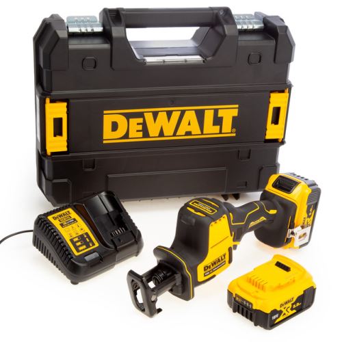 Brezkrtačna kompaktna vbodna žaga Dewalt 18V XR (2 x 5,0 Ah baterije) v škatli TSTAK DCS369P2