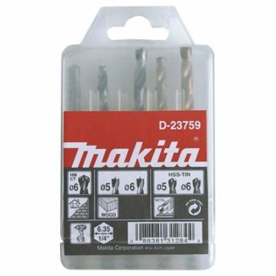 MAKITA set svedrov za kovino/les/zid 5;6/5;6/6 mm, steblo HEX 1/4", 5 kosov D-23759