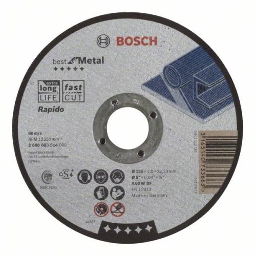 BOSCH Rezalna plošča ravna Best for Metal - Rapido A 60 W BF, 125 mm, 1,0 mm 2608603514