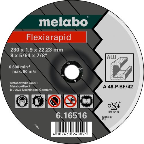 METABO Rezalna plošča FLEXIARAPID 115x1,0x22,23 Alu 616512000