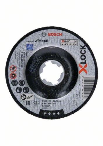 BOSCH X-LOCK Zlomljena rezalna plošča Expert for Metal system 115×2,5×22,23 A 30 S BF, 115 mm, 2,5 mm 2608619256