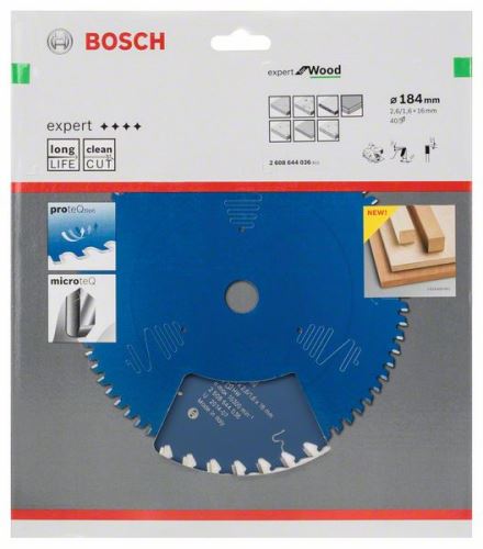 BOSCH žagin list Expert for Wood 184 x 16 x 2,6 mm, 40 2608644036