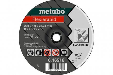 METABO Brusilna plošča Flexiarapid 125 x 1,0 x 22,23 mm, ALUMINIJ, TF 41 - 616513000 616513000