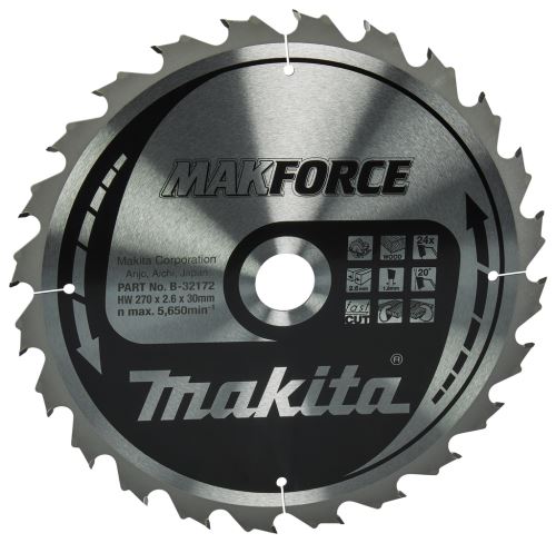 MAKITA žagin list za les MAKFORCE 270x2,6x30 mm 24 zob B-32172