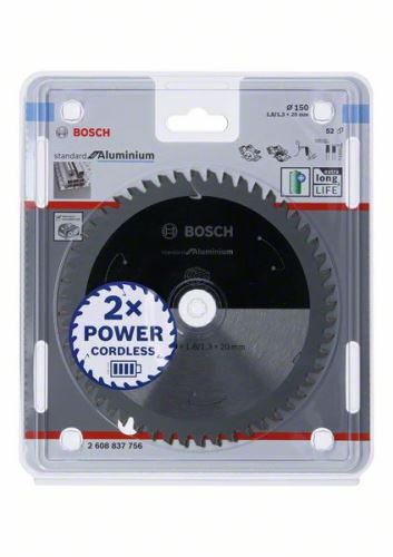 BOSCH žagin list za akumulatorske žage; Standard za aluminij 150x20x1,8/1,3x52T 2608837756