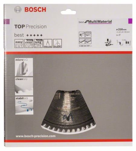 BOSCH Žagin list za krožne žage Top Precision Best for Multi Material 216 x 30 x 2,3 mm, 64 2608642097