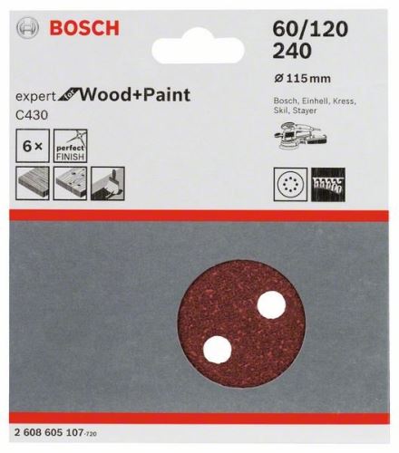 BOSCH brusni papir C430, 5 kos 60; 120; 240 2608605107