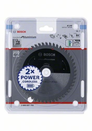 BOSCH žagin list za akumulatorske žage; Standard za aluminij 140x20x1,6/1,1x50T 2608837755