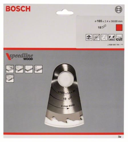 BOSCH žagin list Speedline Wood 165 x 30 x 2,2 mm, 18 2608640789