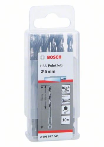 BOSCH Sveder za kovino HSS PointTeQ HEX s 6-točkovnim steblom; 5,0 mm 2608577545