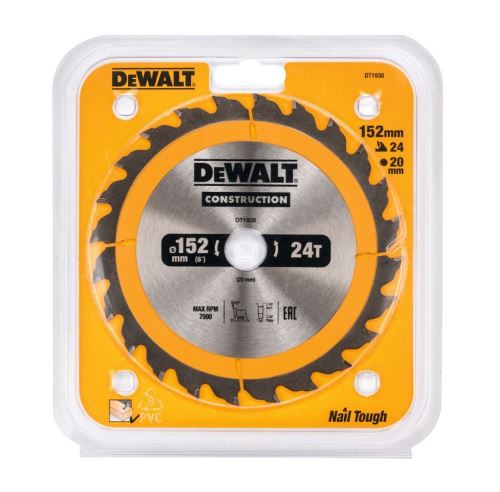 DEWALT Žagin list za les 152 mm 24 zob DT1930