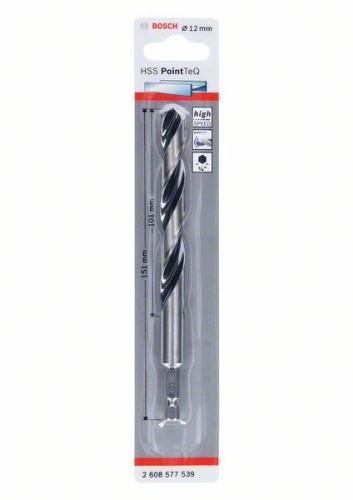 BOSCH Sveder za kovino HSS PointTeQ HEX s 6-točkovnim steblom; 12,0 mm (5 kosov) 2608577539