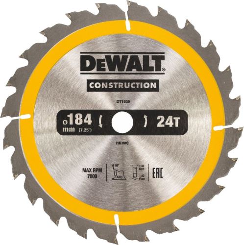 DEWALT Žagin list 184 x 16 mm, 24 zob, vzdolžni rez DT1939