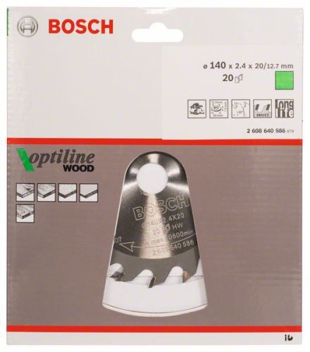 BOSCH žagin list Optiline Wood 140 x 20/12,7 x 2,4 mm, 20 2608640586