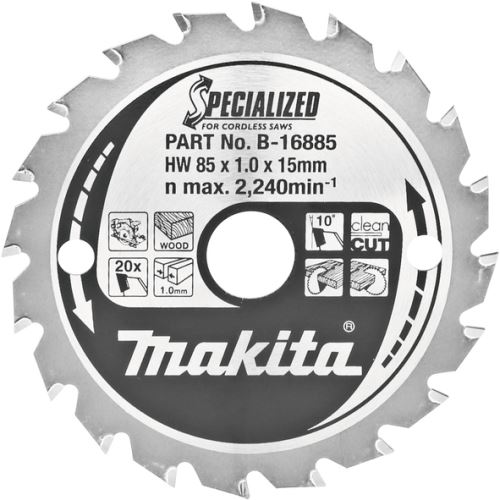 MAKITA žagin list za les SPECIALIZED 85x1x15 mm 20 zob za akumulatorske žage B-16885