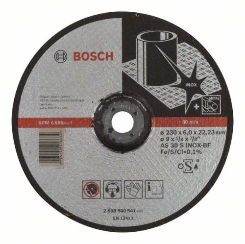 BOSCH Profilirana groba plošča Expert za Inox AS 30 S INOX BF, 230 mm, 6,0 mm 2608600541