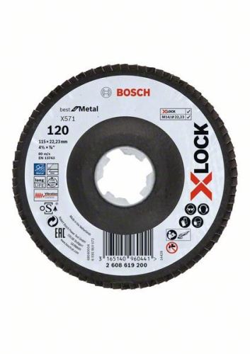 BOSCH X-LOCK Lamelni brusi sistema Best for Metal Ø 115 mm, G 120, X571, upognjena izvedba, steklena vlakna 2608619200