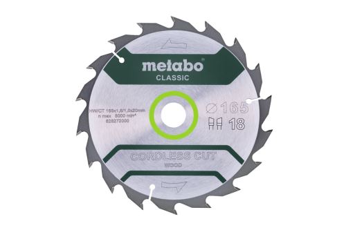 METABO Žagin list 165 x 20 mm, 18 zob, 20° CordlessCutClassic 628272000