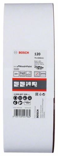 BOSCH 10-delni set brusilnih trakov X440 75 x 533 mm, 120 2608607259