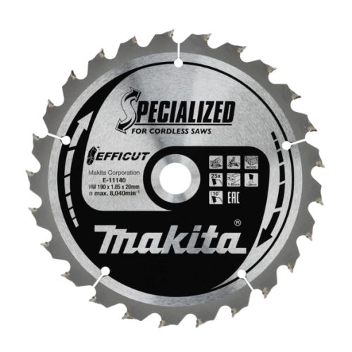 MAKITA rezalna žaga za les Efficut 190x1,85x20 mm 25 zob E-11140