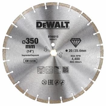 DeWALT diamantno segmentirano kolo, suho rezanje, 350 x 25,4 mm DT40213