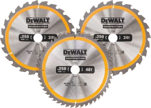 Komplet žaginih listov DEWALT CONSTRUCTION, 250 x 30 mm (3 kosi) DT1963