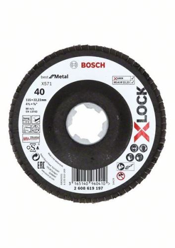 BOSCH X-LOCK Lamelni brusi sistema Best for Metal Ø 115 mm, G 40, X571, upognjena izvedba, steklena vlakna 2608619197