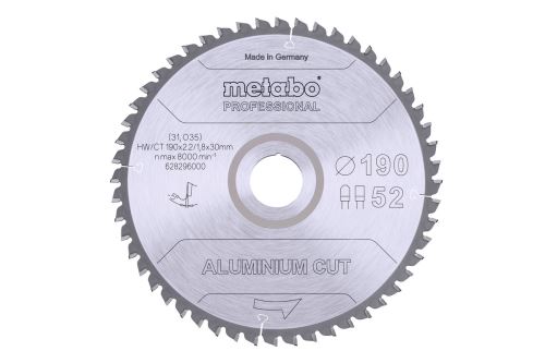 METABO Žagin list 190 x 30 mm, 52 zob, 5°neg AlumCutProf 628296000