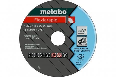 METABO Brusilna plošča Flexiarapid 105 x 1,6 x 16,0 INOX, TF 41 616180000