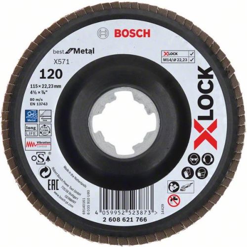 BOSCH X-LOCK Lamelni brusi sistema Best for Metal Ø 115 mm, G 120, X571, upognjena izvedba, plastika 2608621766