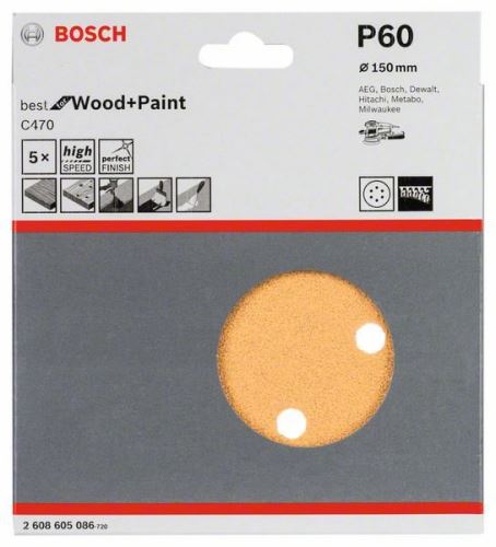 BOSCH Brusni papir C470, 150 mm, 60 (5 kos) 2608605086