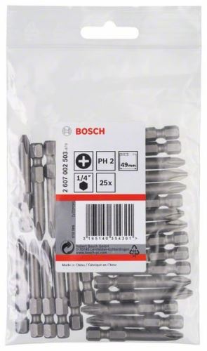 BOSCH Vijačni nastavek ekstra trd Extra-Hart PH 2, 49 mm (25 kosov) 2607002503