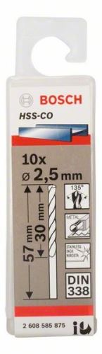 BOSCH Svedri za kovino HSS-Co, DIN 338 2,5 x 30 x 57 mm (10 kos) 2608585875