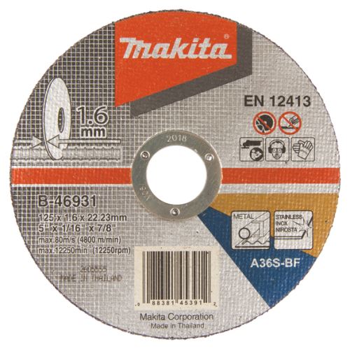 MAKITA rezalna plošča iz nerjavečega jekla 125x1,6x22,23 mm B-46931