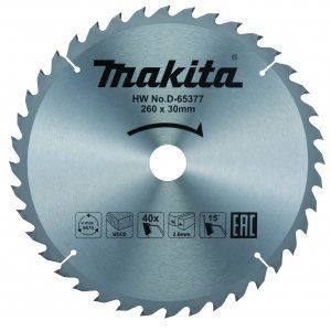 MAKITA žagin list za les TCT 260x2,6x30 mm 40 zob D-65377